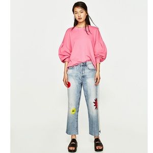 NWT ZARA Trafaluc Oil On Denim Jeans (mom fit)